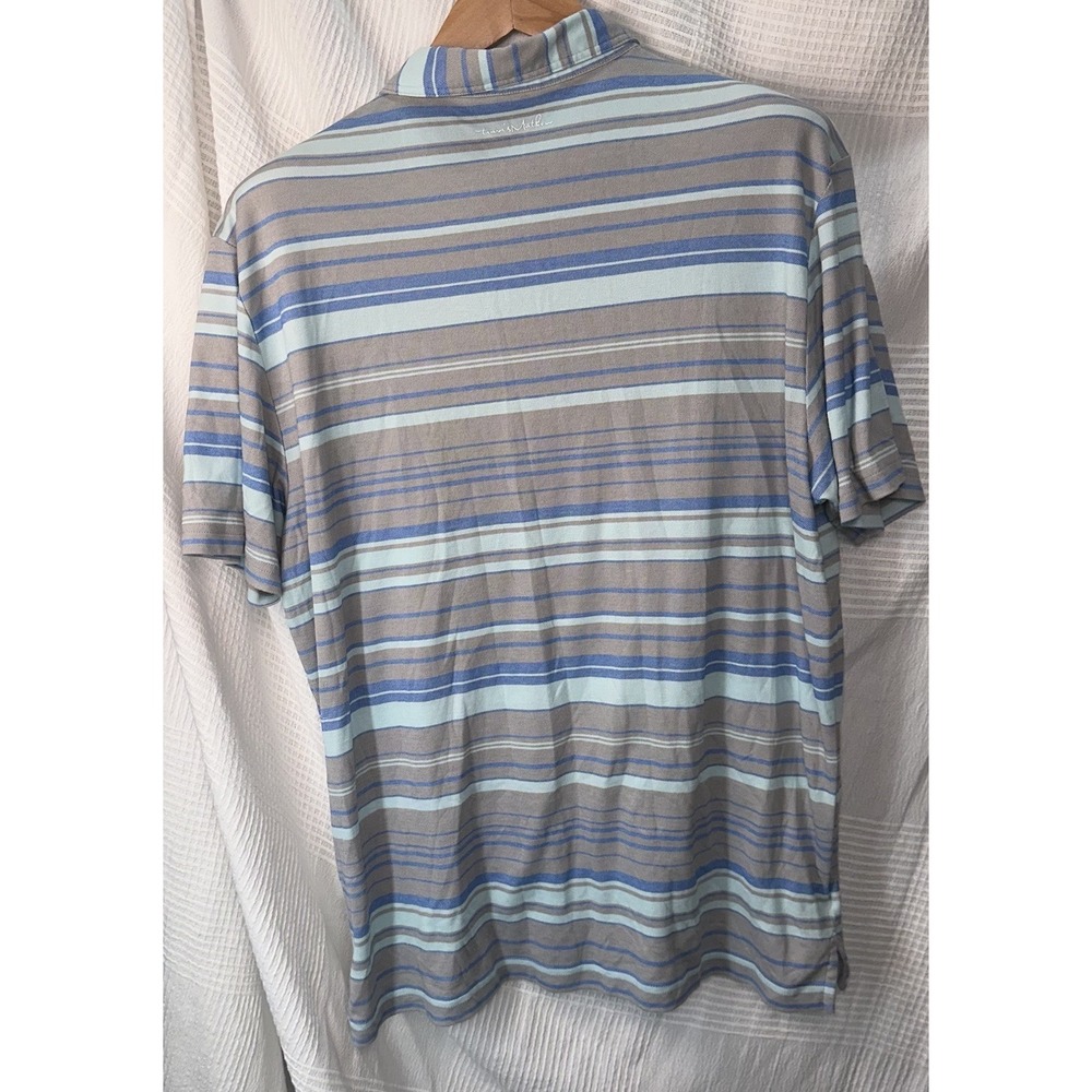 Travis Mathew Performance Golf‎ Polo XL Blue Gray Striped Pima Cotton Blend - Picture 6 of 7